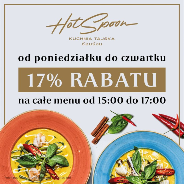 Happy hours w Hot Spoonie, 17 % rabatu na całe tajskie menu!