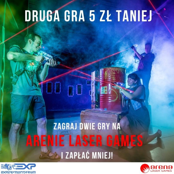 Druga gra na Arenie Laser Games 5 zł taniej!