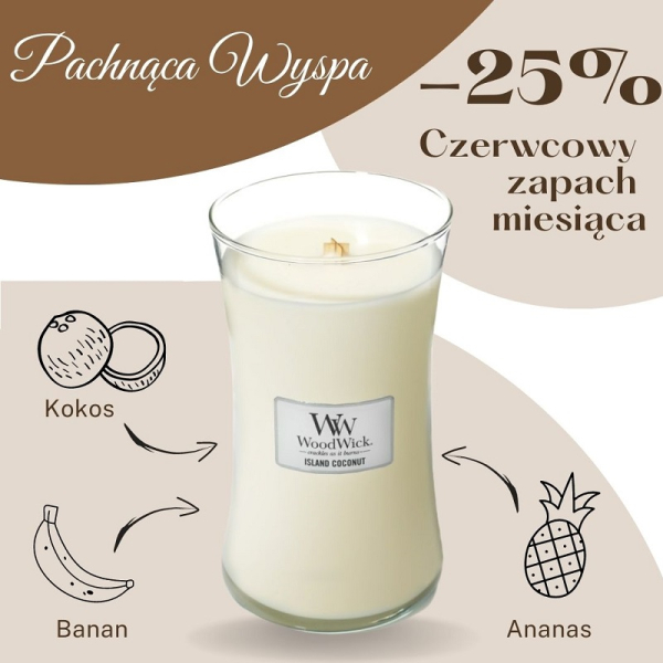 WoodWick Island Coconut  - zapach miesiąca -25%