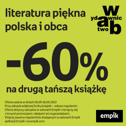 -60% na drugą tańszą książkę lit. piękna i obca Wydawnictwo WAB