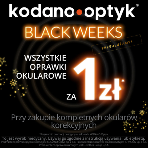 Przedłużamy Black Weeks! Wszystkie oprawki okularowe za 1 zł! 