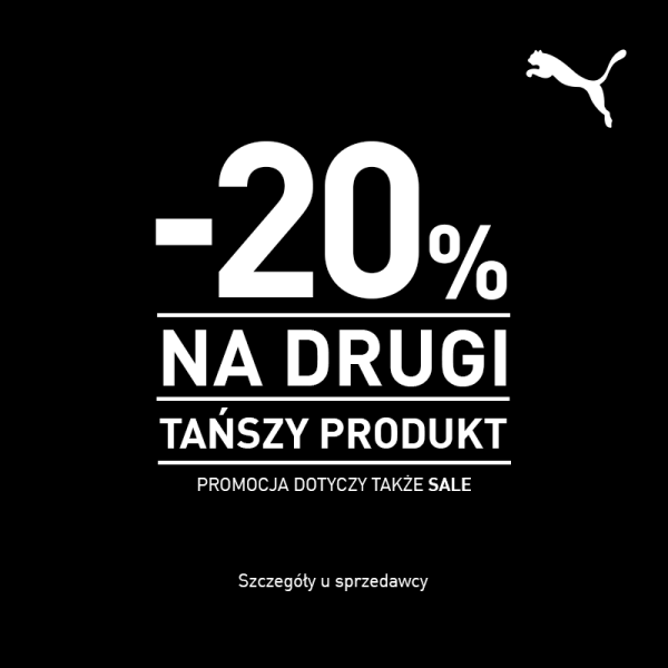 Puma! 20% na drugi tańszy produkt, dotyczy także SALE!