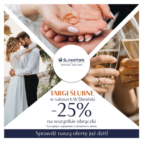 TARGI ŚLUBNE- 25 % NA WSZYSTKIE MODELE OBRĄCZEK