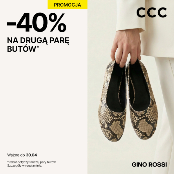 Teraz w CCC -40% na drugą parę butów!