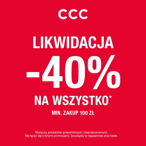 Teraz w CCC likwidacja kolekcji! -40% na WSZYSTKO!