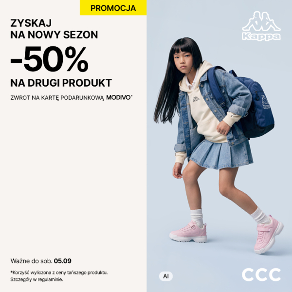 W CCC -50% na drugi tańszy produkt ze zwrotem na Kartę MODIVO!