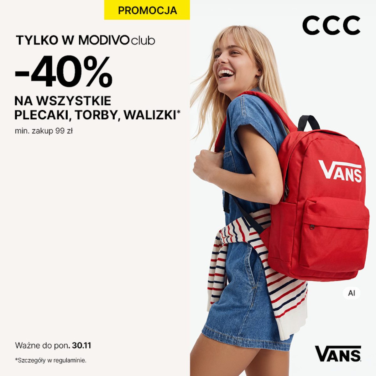 w CCC -40% na wszystkie plecaki, torby i walizki z MODIVOclub!