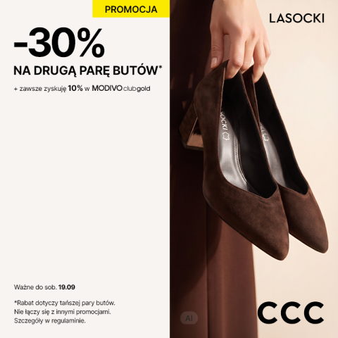 W CCC kup dwie pary obuwia i odbierz 30% rabatu na tańszą z nich!