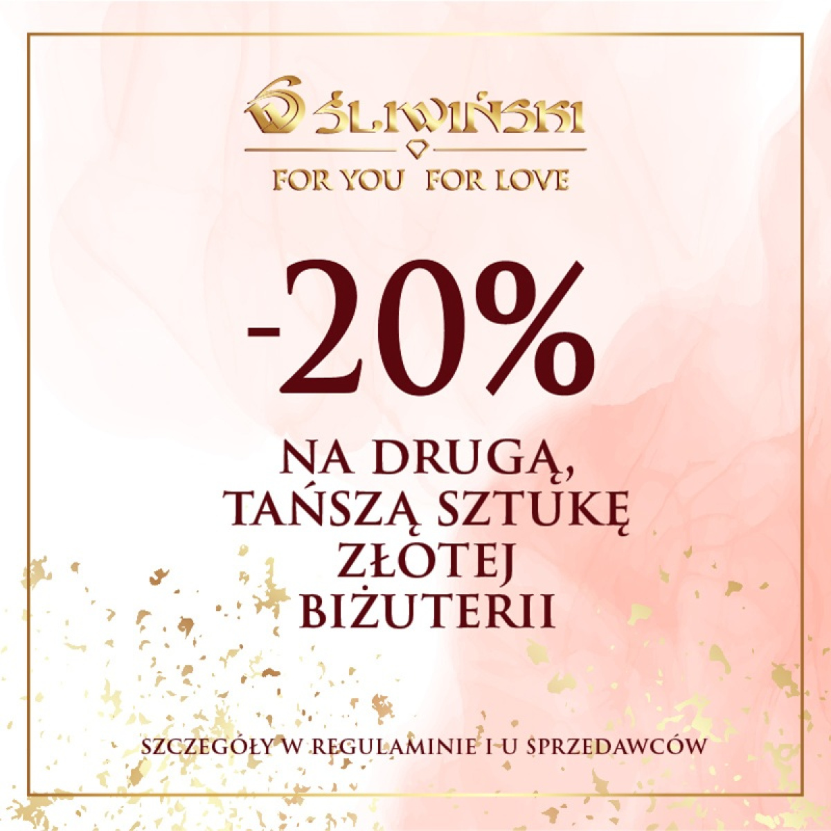 -20% na drugą tańszą sztukę złotej biżuterii