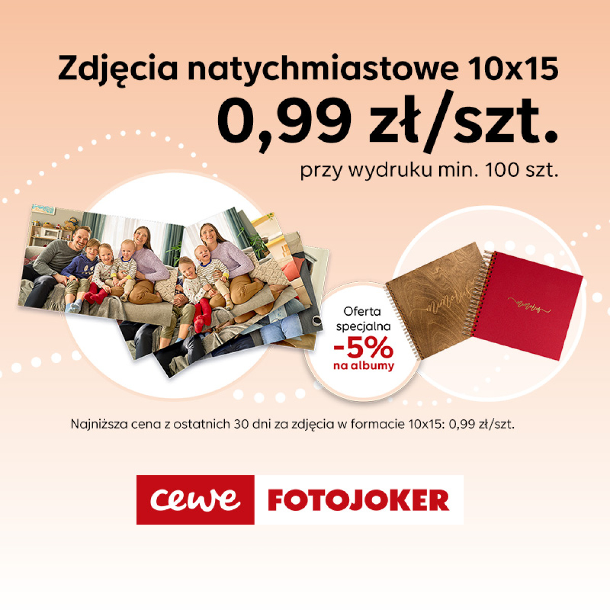 Oferta specjalna w CEWE FOTOJOKER. Wydrukuj 100 zdjęć w wyjątkowej cenie!