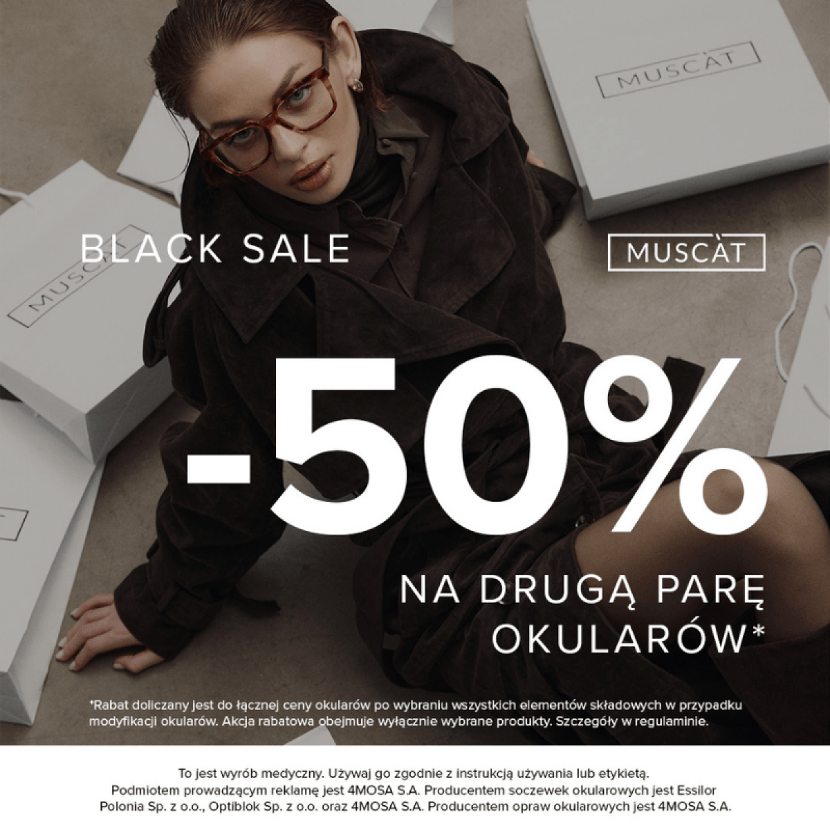 MUSCAT BLACK SALE: -50% NA DRUGĄ PARĘ OKULARÓW!